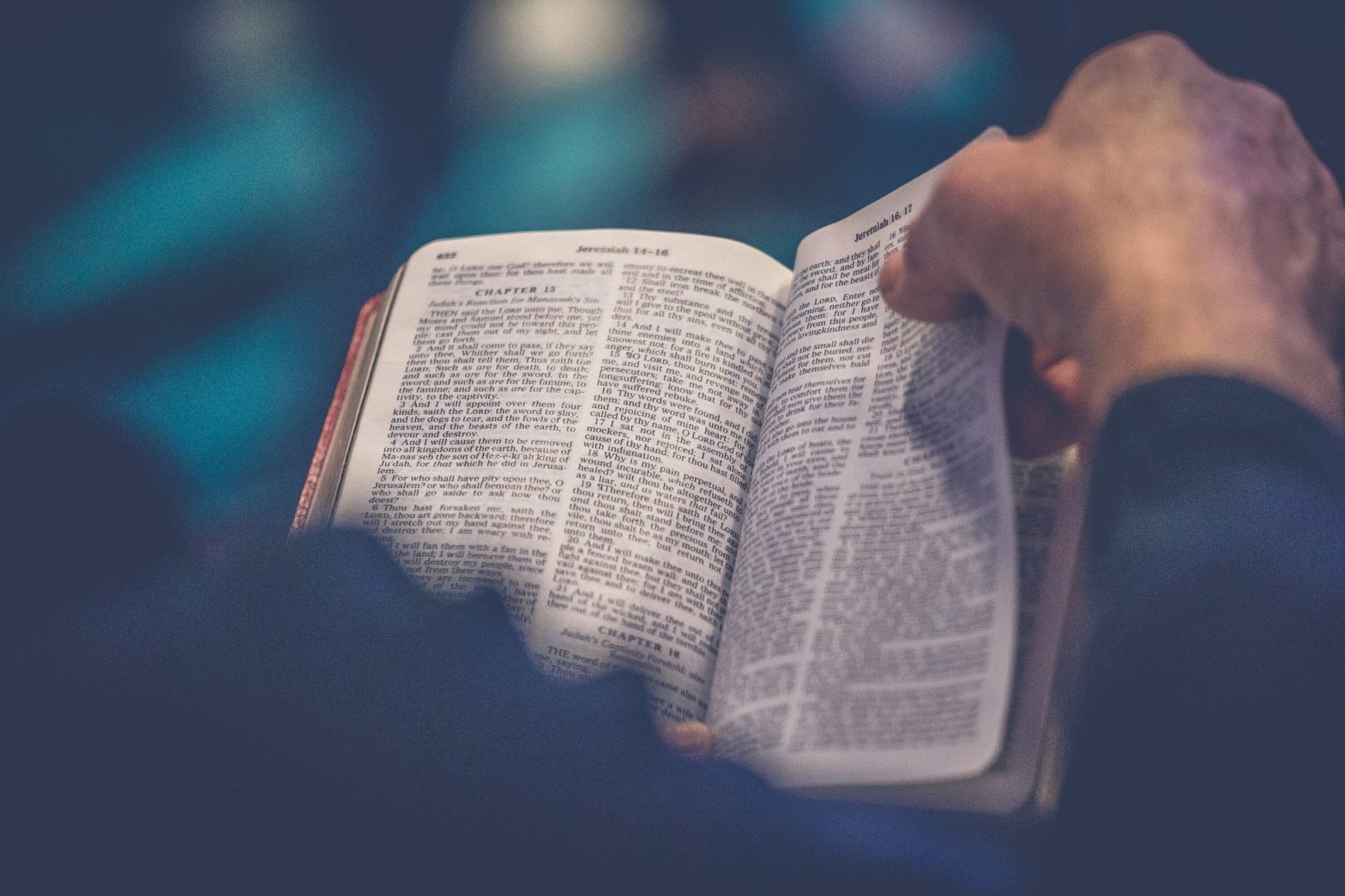 An image of a person reading the Bible.